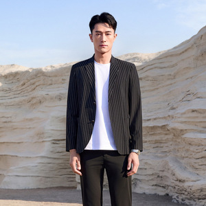 Men's Striped Business Suit <b>Jacket</b> Thin Slim Fit Breathable Spring <b>Summer</b> Work Wear - Product Image 3