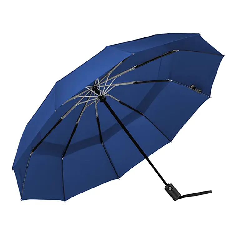 Paraguas plegable de doble capa con logotipo personalizado, paraguas colorido de alta calidad con Apertura automática, 3 pliegues