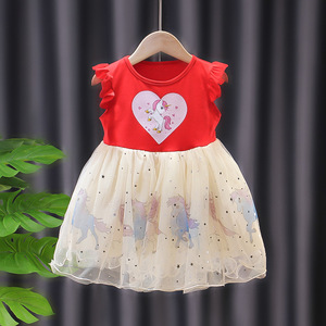 Vestido de Verano 2025 <span class=keywords><strong>para</strong></span> <span class=keywords><strong>Niñas</strong></span>, Vestido sin Mangas <span class=keywords><strong>para</strong></span> Niña Pequeña, Falda de Princesa de Malla con Dibujos Animados, Tirantes Finos - Product Image 5