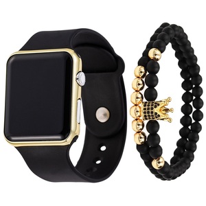 LED Silicone Electronic <strong>Watch</strong> + Bracelet <strong>Set</strong> Spot Wrist Watch3pcs/<strong>set</strong> Men's Fashion and Simplicity - Product Image 2