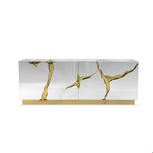 Customized Leather <strong>Buffet</strong> Cabinet Wood Luxury <strong>Sideboard</strong> - Product Image 1