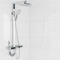 Système de douche à effet pluie moderne avec affichage numérique LED intelligent, corps en laiton robuste, commandes à touches piano 4 fonctions, finition chromée, vente en gros OEM