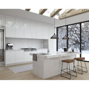 Diseño personalizado Gabinetes de cocina baratos Acabado de melamina Gabinete de cocina blanco para la venta Gabinetes de cocina europeos modulares - Product Image 3