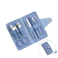 Ensemble de soins manucure-pédicure de luxe 7-en-1 JM, best-seller, coupe-ongles, lime à ongles, ciseaux en acier carbone avec étui en PU