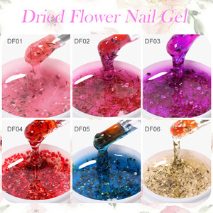 Gel à ongles transparent haute brillance avec fleurs séchées, paillettes scintillantes, gel de manucure floral pour salon, vente en gros - Product Image 3