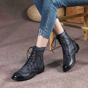 Premium Quality Women's Wide Fit Full Grain Leather Riding Boots Handcrafted Retro Genuine Leather Fleece Lined Ankle Boots - Product Image 2