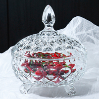 Pot à bonbons vintage en verre cristal avec couvercle, boîte de rangement décorative pour bijoux, boîte à bonbons, décoration d'intérieur, fête de mariage