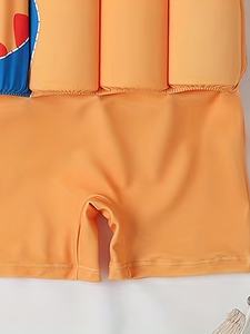 Traje de baño de una pieza de manga corta para niños con barra de flotación desmontable y cremallera trasera - Product Image 4