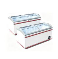 Vitrine Réfrigérée Courbe en Verre Transparent pour Glaces et Fruits de Mer
