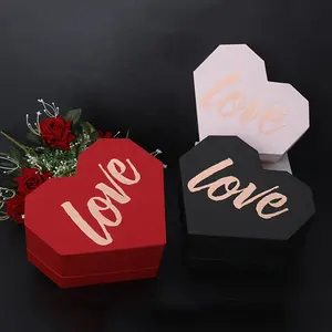 Chengruo-Caja de Regalo personalizada con forma de corazón, lámina dorada, para Regalo de boda y sorpresa