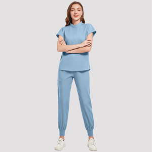 Women Hospital Uniform Set Knitted Moisture Wicking Split Design For Medical Beauty Salon Use - Product Image 1