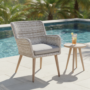 Leisure Modern Outdoor Patio <b>Rattan</b> Chairs With Aluminum Frame 1 Person Portable & Waterproof for <b>Dining</b> <b>Table</b> Hotels Parks - Product Image 3