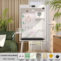 Cage à oiseaux intelligente de luxe à double couche, grande volière moderne d'intérieur pour perroquets avec système de température constante, cages mobiles pour oiseaux