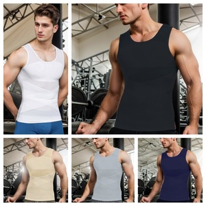Gilet de mise en forme corporelle <span class=keywords><strong>pour</strong></span> <span class=keywords><strong>hommes</strong></span> européens et américains, en maille ultra-élastique, <span class=keywords><strong>corset</strong></span> mince, vente directe usine, haut sculptant poitrine et abdomen - Product Image 3