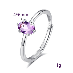 9 Minimalist 925 Sterling <b>Silver</b> 4*6mm Oval Cut Crystal <b>Rings</b> Adjustable Natural <b>Stones</b> Girls Daily Wear Jewelry Hypoallergenic - Product Image 6