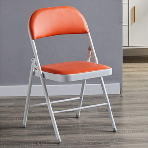 الطعام اجتماع مؤتمر الأسود جلدية كرسي معدني إطار فولاذي بناء نمط طوي كرسي قابل للطي - Product Image 3