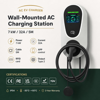 Pengisi Daya EV Tipe 2 7kW 11kW 22kW Tipe1 Tipe2 J1772 NACS GBT CCS1 CCS2 Smart OCPP DLB WiFi Bluetooth APP RFID LCD Timer IP65