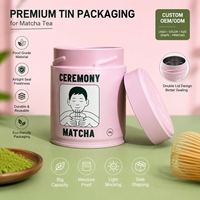 Hongxu Diamètre 73 Boîte à Thé Matcha en Gros 30 Gr avec Embossage Beige Argent Brillant et Couvercle Facile à Ouvrir