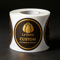 Etiquetas Adhesivas Personalizadas de Lujo con Logotipo de Tienda, Estampado en Dorado Caliente, Resistentes al Calor, con Adhesivo Fuerte, Disponibles en Rollo