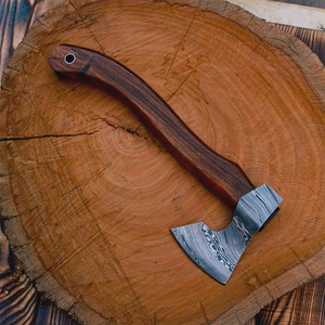 Premium Forged Durable OEM Factory Supply Handmade Damascus Steel Tomahawk <b>Axe</b> Hatchet Ergonomic Rose Wood <b>Handle</b> Survival Use - Product Image 3