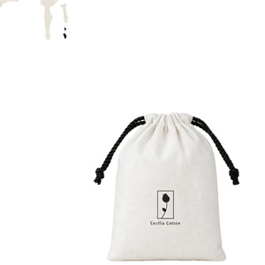 Pochette en coton personnalisée avec cordon de serrage et logo imprimé, sac cadeau écologique pour mariage, emballage de bijoux, sac réutilisable - Product Image 1