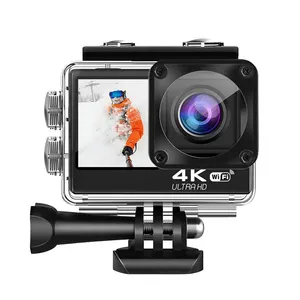 JUNNX Anti-Shake 4K 60 FPS 24MP WiFi 스포츠 카메라 4X EIS 듀얼 스크린 비디오 디지털 줌 헬멧 액션 스포츠 카메라