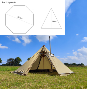 Tente chaude légère de 3,2 m avec plancher de douche intégré, tente <span class=keywords><strong>tipi</strong></span> imperméable avec 2 portes pour camping, randonnée et trekking en extérieur - Product Image 4