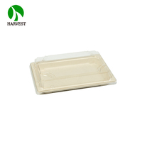 Barquette d'emballage alimentaire pour la restauration de sushis en bagasse de canne à sucre biodégradable avec film