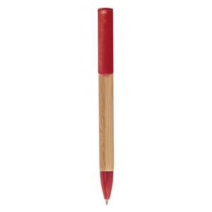 Stylo bille en bambou écologique rouge, largeur d'écriture 0,7 mm, logo personnalisé, corps en bois fantaisie, type animal, pour cadeaux promotionnels - Product Image 3