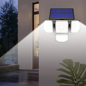 Solar Outdoor Wall Lamp <b>Led</b> 3 Head <b>Motion</b> <b>Sensor</b> <b>Light</b> For Garden Patio <b>With</b> Polycarbonate Diffuser 20 Degree Beam Angle - Product Image 1