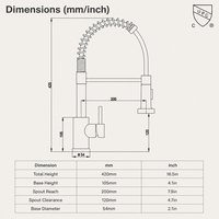 Grifo de cocina KIDOIR con resorte, cabezal de ducha de doble fila, válvula certificada, núcleo de acero inoxidable, monomando cUPC