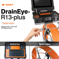 AMJET Drain Eye R14-Max 360 °   Caméra d'inspection de canalisation à grande définition avec tige de poussée, caméra d'égout, étanche et anti-poussière