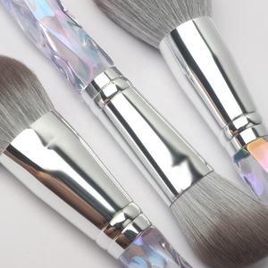 Ensemble de pinceaux de maquillage professionnels, <span class=keywords><strong>Transparent</strong></span>, 9 visages, poignée en cristal, paillettes synthétiques transparentes, luxe Vegan Bling - Product Image 5