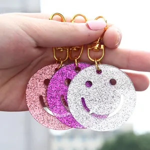Trio acrylique Smiley Face porte-clés, porte-clés sac accessoires