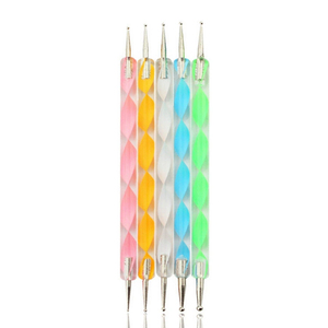 Lot de 5 stylos à double embout pour nail art, manche en plastique, aiguille métallique, tige spirale, outil de manucure pour points et strass - Product Image 5
