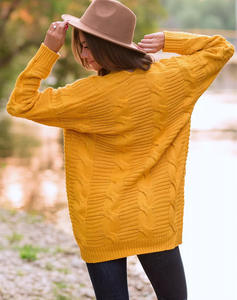 2021 autunno <span class=keywords><strong>Cardigan</strong></span> Lungo di Colore Solido delle Donne di Lavoro A Maglia Temperamento Pendolarismo del Maglione di Modo Delle Donne di Fiori di Canapa Maglieria Maglione - Product Image 4