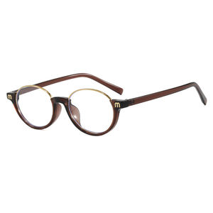 Y2K レトロオーバルハーフフレームメガネ女性用レター M <span class=keywords><strong>2026</strong></span> 新スタイルブルーライトブロック眼鏡黒ヒョウ柄眼鏡 - Product Image 6