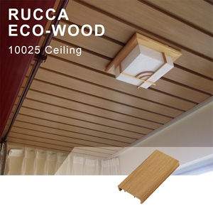 Foshan Ruccawood Intérieur WPC Décoratif Suspendu <span class=keywords><strong>PVC</strong></span> Panneau de <span class=keywords><strong>Plafond</strong></span> 100*25mm Bande Étanche pour Salon/Salle de Bains Design - Product Image 3