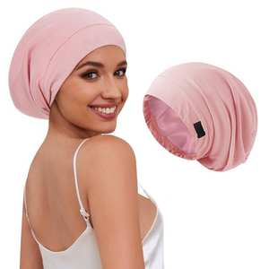 <span class=keywords><strong>Bonnet</strong></span> en soie pour dormir pour femmes, ajustable, doublé de satin soyeux, <span class=keywords><strong>bonnet</strong></span> de <span class=keywords><strong>nuit</strong></span>, foulard en soie pour <span class=keywords><strong>cheveux</strong></span>, <span class=keywords><strong>bonnet</strong></span> souple - Product Image 1