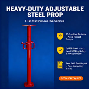 Zware Acro-krik met verstelbare steunkrik en stalen steun voor verticale ondersteuning bij plaatconstructie - Product Image 3