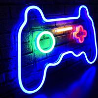 Enseigne lumineuse au néon Gamer Décoration de salle de jeu Décoration murale USB Powered Teens Boys Kids Gamepad Shaped LED Neon Sign