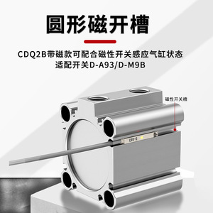 กระบอกลมบาง Ruilang Pneumatics รุ่น CQ2B ขนาด 12 16 20 25 32 40 50 63 80D พร้อมแม่เหล็กเกลียวภายนอก แบบสองทาง ตัวกระบอกทำจากอะลูมิเนียม - Product Image 5