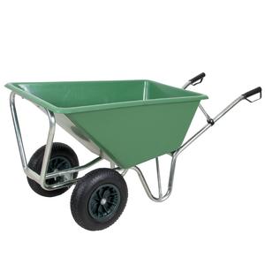 प्लास्टिक बिन व्हीलबार्रो दोहरी व्हील होम व्हीलबैरो यार्ड गार्डन कार्ट के लिए दो डबल 2 व्हील बहुउद्देशीय गाड़ी - Product Image 3