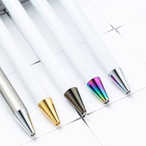 Stylo bille blanc personnalisé avec autocollants en cristal DIY, design métallique rétractable, cadeau personnalisé, en stock - Product Image 3