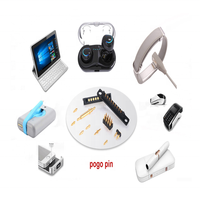Connecteur de batterie USB Pogo Pin 6 broches, pas de 2,50 mm et 2,54 mm, montage vertical sur surface, broche à ressort plaquée or, DC12V, pour PCB, fabriqué à Dongguan