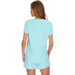 Ensemble de pyjama en viscose de bambou pour femmes, haut à manches courtes et short, vêtements de nuit rafraîchissants, tailles S-XXL - Product Image 2