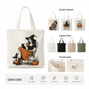 Bolsa de Mano de Lona con Estampado Vintage de Bruja de Halloween, Personalizada, de Gran Capacidad, Reutilizable, con Diseño Estampado, para Mujer - Product Image 4