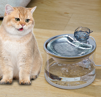 Distributeur d'eau pour animaux de compagnie en verre durable 2L, rechargeable, à circulation automatique pour chats et chiens