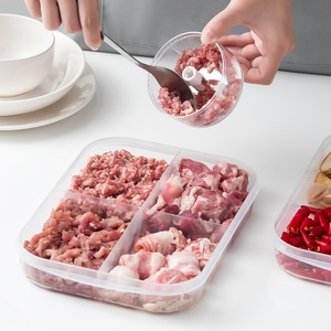Kitchen Fridge 4 Grids Side <b>Food</b> Meat <b>Container</b> Organizer Freezer Frozen Storage Crisper Box for Refrigerator - Product Image 1