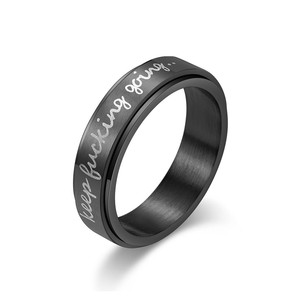 Rotating Stainless Steel <b>Ring</b> Steel Black Unisex Inspirational Jewelry Gift - Product Image 1
